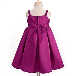 Babyhug Satin Woven Sleeveless Party Dress with Bow Applique - Purple