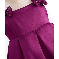 Babyhug Satin Woven Sleeveless Party Dress with Bow Applique - Purple