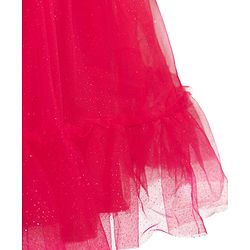 Babyhug Mesh Woven Sleeveless Solid Party Dress With Floral Corsage & Frill Detailing - Red