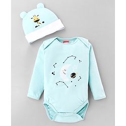 Babyhug Premium 100 % Cotton New Born Clothing Gift Set Sea Breeze Theme Blue - Pack of 8| Full Sleeve Set| Onesie| Cap Bibs Mitten & Booties| Essential Clothing for 0 to 6 months