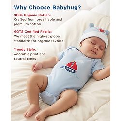 Babyhug Premium 100 % Cotton New Born Clothing Gift Set Sea Breeze Theme Blue - Pack of 8| Half Sleeve Set| Onesie| Cap Bibs Mitten & Booties| Essential Clothing for 0 to 6 months