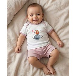 Babyhug Premium 100 % Cotton New Born Clothing Gift Set Sea Breeze Theme Blue - Pack of 8| Half Sleeve Set| Onesie| Cap Bibs Mitten & Booties| Essential Clothing for 0 to 6 months