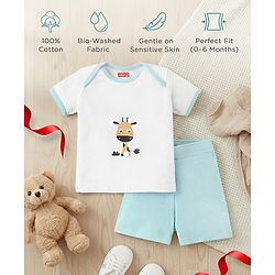 Babyhug Premium 100 % Cotton New Born Clothing Gift Set Sea Breeze Theme Blue - Pack of 8| Half Sleeve Set| Onesie| Cap Bibs Mitten & Booties| Essential Clothing for 0 to 6 months