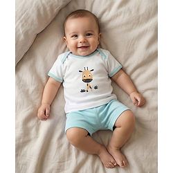 Babyhug Premium 100 % Cotton New Born Clothing Gift Set Sea Breeze Theme Blue - Pack of 8| Half Sleeve Set| Onesie| Cap Bibs Mitten & Booties| Essential Clothing for 0 to 6 months