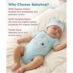Babyhug Premium 100 % Cotton New Born Clothing Gift Set Sea Breeze Theme Blue - Pack of 8| Half Sleeve Set| Onesie| Cap Bibs Mitten & Booties| Essential Clothing for 0 to 6 months