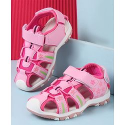 Cute Walk by Babyhug Velcro Closure Sandals with Floral Print - Pink