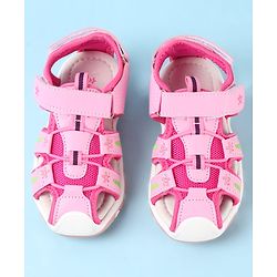 Cute Walk by Babyhug Velcro Closure Sandals with Floral Print - Pink