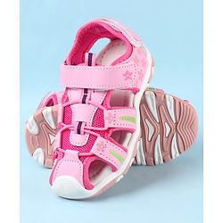 Cute Walk by Babyhug Velcro Closure Sandals with Floral Print - Pink