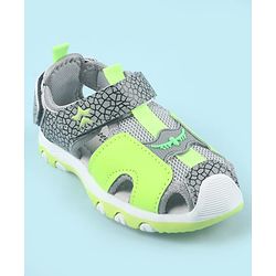 Cute Walk by Babyhug Printed Sandals with Velcro Closure - Grey