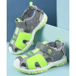 Cute Walk by Babyhug Printed Sandals with Velcro Closure - Grey