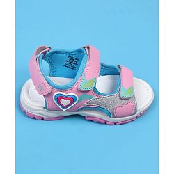 Cute Walk by Babyhug Sandals with Velcro Closure & Heart Applique - Pink