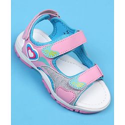 Cute Walk by Babyhug Sandals with Velcro Closure & Heart Applique - Pink