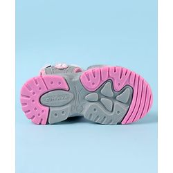 Cute Walk by Babyhug Velcro Closure Sandals with Floral Applique - Grey