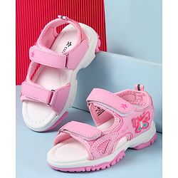 Cute Walk by Babyhug Velcro Closure Sandals with Butterfly Applique - Pink