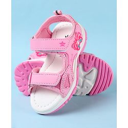 Cute Walk by Babyhug Velcro Closure Sandals with Butterfly Applique - Pink