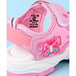 Cute Walk by Babyhug Velcro Closure Sandals with Butterfly Applique - Pink