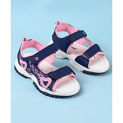 Cute Walk by Babyhug Velcro Closure Sandals with Heart Applique - Blue