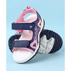 Cute Walk by Babyhug Velcro Closure Sandals with Heart Applique - Blue
