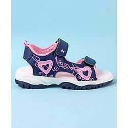 Cute Walk by Babyhug Velcro Closure Sandals with Heart Applique - Blue