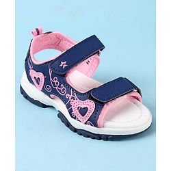 Cute Walk by Babyhug Velcro Closure Sandals with Heart Applique - Blue