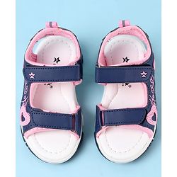 Cute Walk by Babyhug Velcro Closure Sandals with Heart Applique - Blue