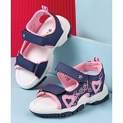Cute Walk by Babyhug Velcro Closure Sandals with Heart Applique - Blue
