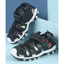 Cute Walk by Babyhug Velcro Closure Sandals with Football Applique - Black
