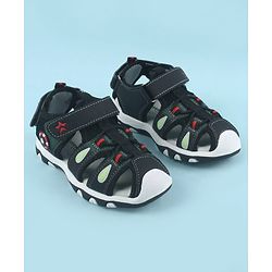 Cute Walk by Babyhug Velcro Closure Sandals with Football Applique - Black