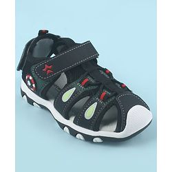 Cute Walk by Babyhug Velcro Closure Sandals with Football Applique - Black