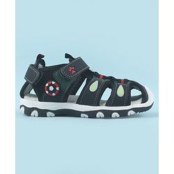 Cute Walk by Babyhug Velcro Closure Sandals with Football Applique - Black