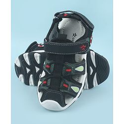Cute Walk by Babyhug Velcro Closure Sandals with Football Applique - Black