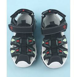 Cute Walk by Babyhug Velcro Closure Sandals with Football Applique - Black