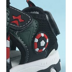 Cute Walk by Babyhug Velcro Closure Sandals with Football Applique - Black