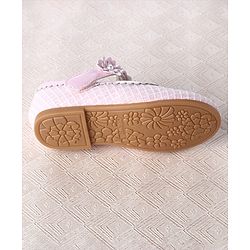 Cute Walk by Babyhug Velcro Closure Ballerina With Floral Applique & Checks Design - Sea Green