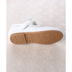Cute Walk by Babyhug Velcro Closure Ballerina With Floral Applique & Checks Design - White