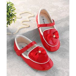 Cute Walk by Babyhug Ballerina With Velcro Closure & Bow Applique - Red