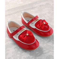 Cute Walk by Babyhug Ballerina With Velcro Closure & Bow Applique - Red