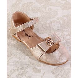 Cute Walk by Babyhug Velcro Closure Floral Designed Ballerina - Golden