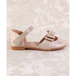 Cute Walk by Babyhug Velcro Closure Floral Designed Ballerina - Golden