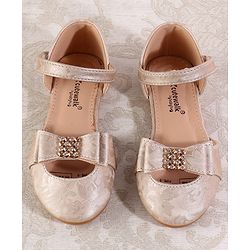 Cute Walk by Babyhug Velcro Closure Floral Designed Ballerina - Golden