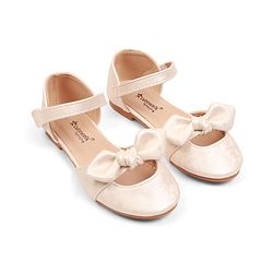 Cute Walk by Babyhug Velcro Closure Ballerina with Bow Applique - Beige