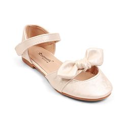 Cute Walk by Babyhug Velcro Closure Ballerina with Bow Applique - Beige