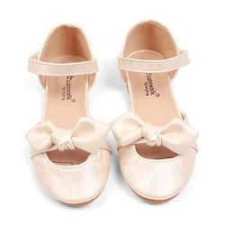 Cute Walk by Babyhug Velcro Closure Ballerina with Bow Applique - Beige
