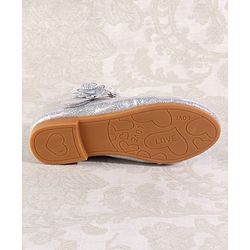 Cute Walk by Babyhug Velcro Closure Shimmery Ballerina with Floral Applique - Silver