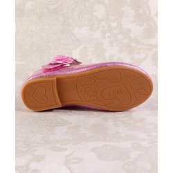 Cute Walk by Babyhug Velcro Closure Shimmery Ballerina with Floral Applique - Silver