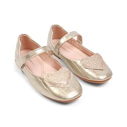 Cute Walk by Babyhug Velcro Closure Ballerina With Heart Applique - Golden