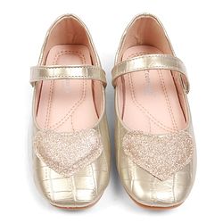 Cute Walk by Babyhug Velcro Closure Ballerina With Heart Applique - Golden