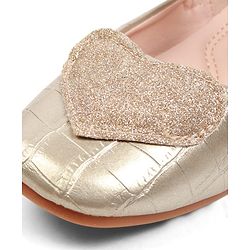 Cute Walk by Babyhug Velcro Closure Ballerina With Heart Applique - Golden