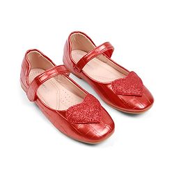 Cute Walk by Babyhug Velcro Closure Ballerina With Heart Applique - Red