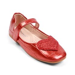 Cute Walk by Babyhug Velcro Closure Ballerina With Heart Applique - Red